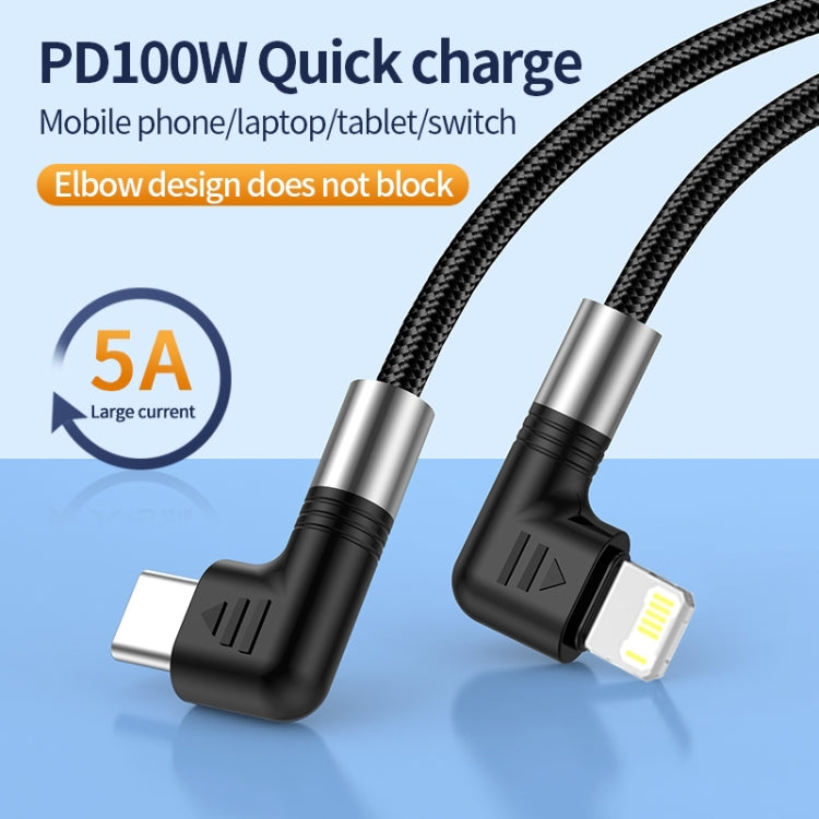 A9 30W USB-C/Type-C to 8 Pin Double Elbow Data Cable, 0.5m, 1m, 2m, 3m