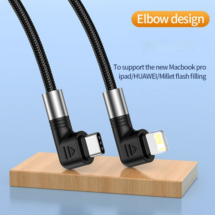 A9 30W USB-C/Type-C to 8 Pin Double Elbow Data Cable, 0.5m, 1m, 2m, 3m