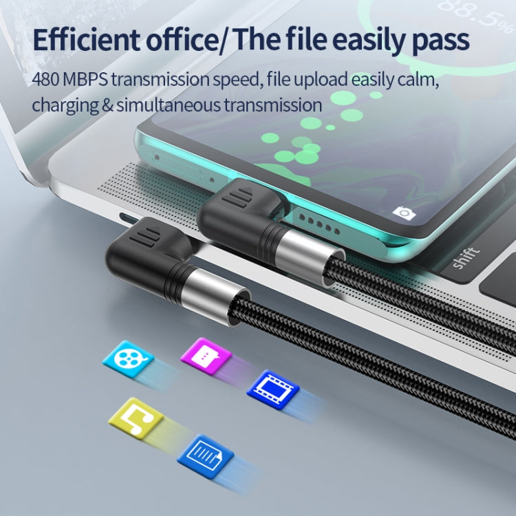 A9 30W USB-C/Type-C to 8 Pin Double Elbow Data Cable, 0.5m, 1m, 2m, 3m