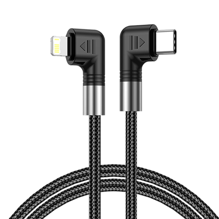 A9 30W USB-C/Type-C to 8 Pin Double Elbow Data Cable, 0.5m, 1m, 2m, 3m