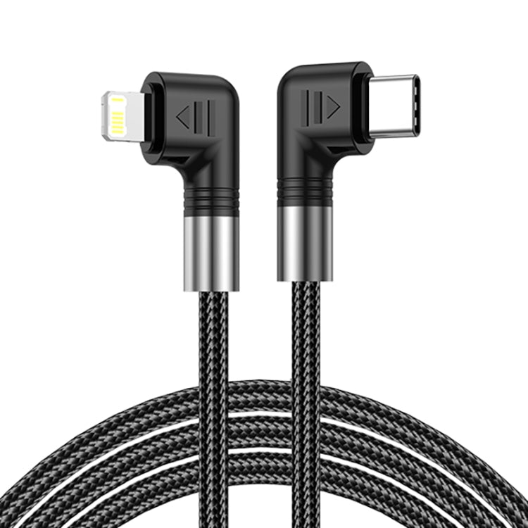 A9 30W USB-C/Type-C to 8 Pin Double Elbow Data Cable, 0.5m, 1m, 2m, 3m
