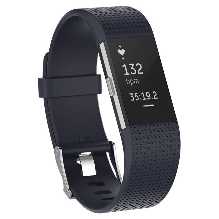 For Fitbit Charge 2 Common Texture Silicone Replacement Wrist Strap Watchband with Buckle, L