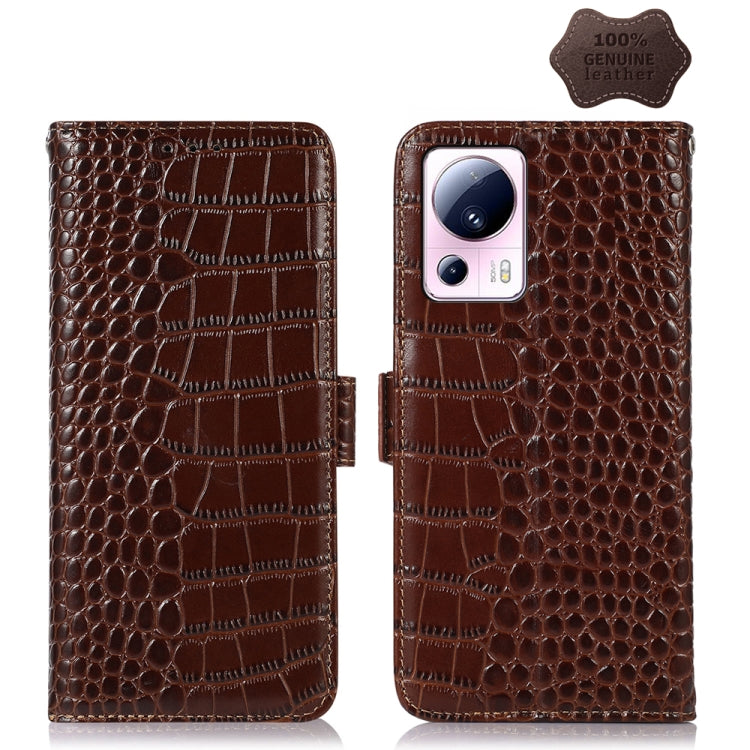 Crocodile Top Layer Cowhide Leather Phone Case, For Honor X5, For Xiaomi 13 Lite / Civi 2
