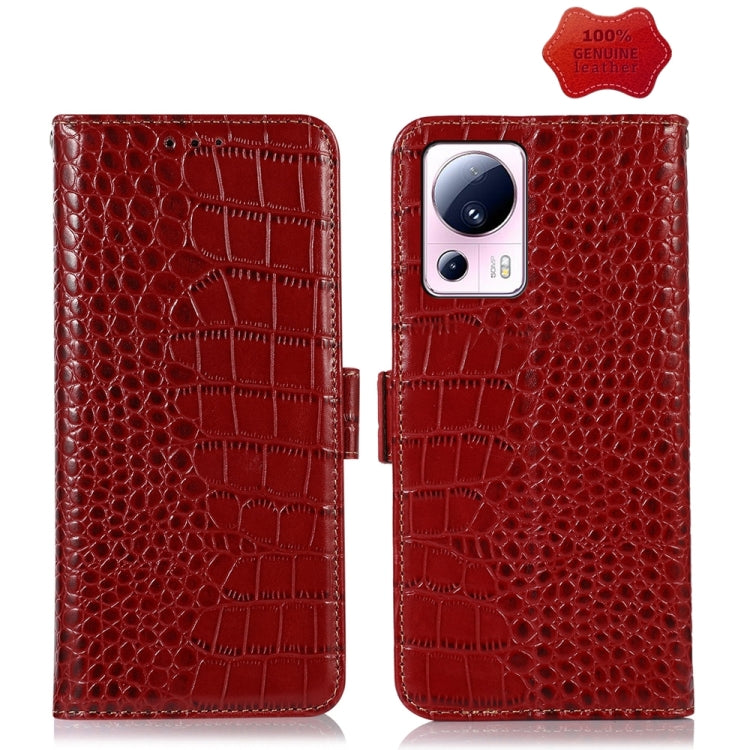 Crocodile Top Layer Cowhide Leather Phone Case, For Honor X5, For Xiaomi 13 Lite / Civi 2