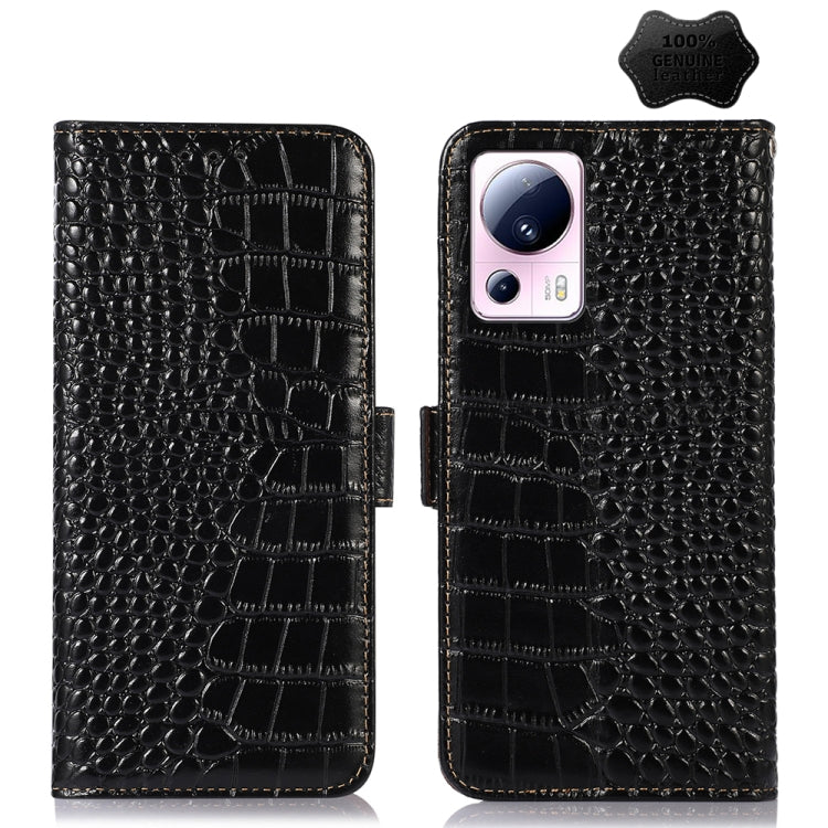 Crocodile Top Layer Cowhide Leather Phone Case, For Honor X5, For Xiaomi 13 Lite / Civi 2