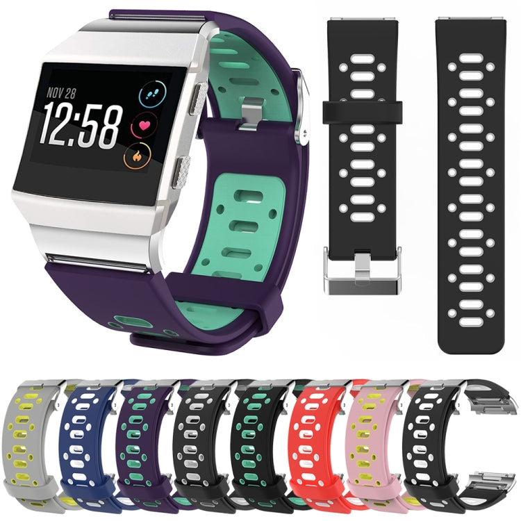 For Fitbit Ionic Two-tone Silicone Replacement Wrist Strap Watchband with Buckle & Connector