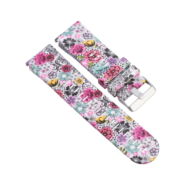 For Garmin Fenix 5X (26mm) / Fenix3 / Fenix3 HR Silicone Replacement Wrist Strap Watchband, Colorful Flowers, Black White Flowers, Black Red Flowers, Black Gold Flowers, Black Ginkgo, Facebook, Owls, Colorful