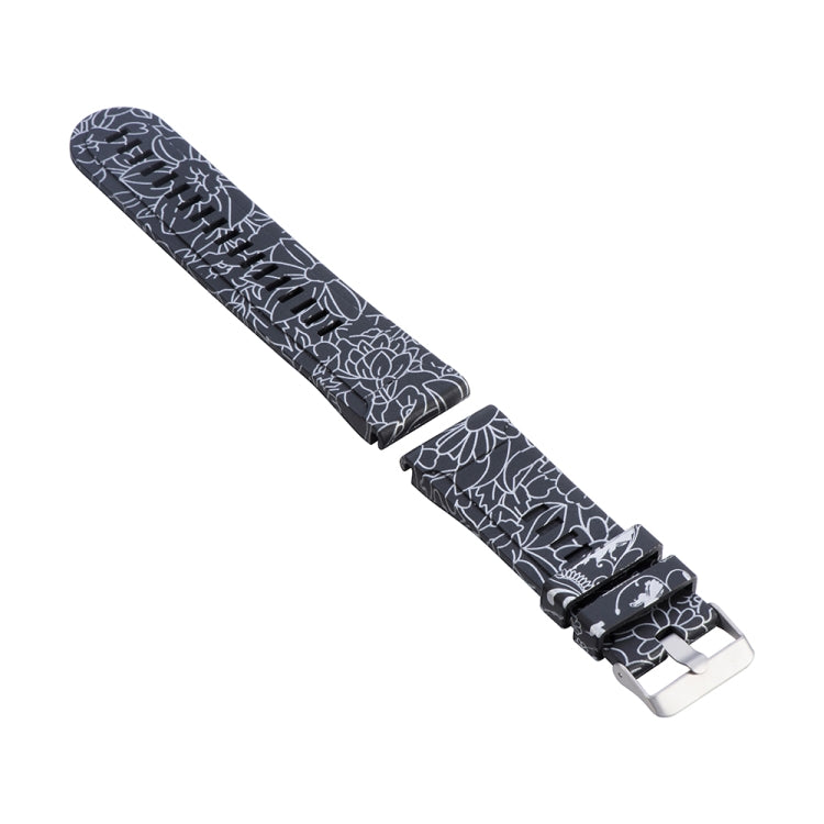 For Garmin Fenix 5X (26mm) / Fenix3 / Fenix3 HR Silicone Replacement Wrist Strap Watchband, Colorful Flowers, Black White Flowers, Black Red Flowers, Black Gold Flowers, Black Ginkgo, Facebook, Owls, Colorful