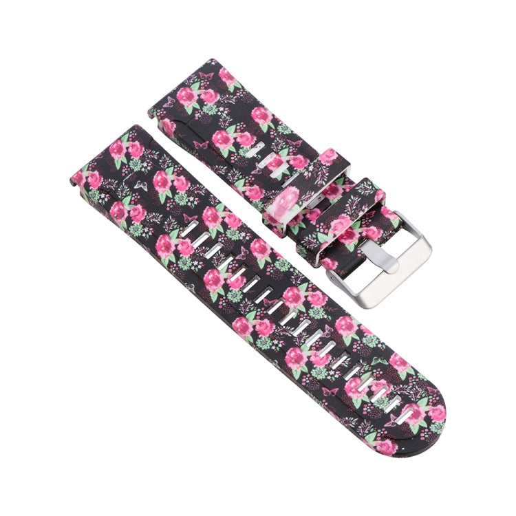For Garmin Fenix 5X (26mm) / Fenix3 / Fenix3 HR Silicone Replacement Wrist Strap Watchband, Colorful Flowers, Black White Flowers, Black Red Flowers, Black Gold Flowers, Black Ginkgo, Facebook, Owls, Colorful