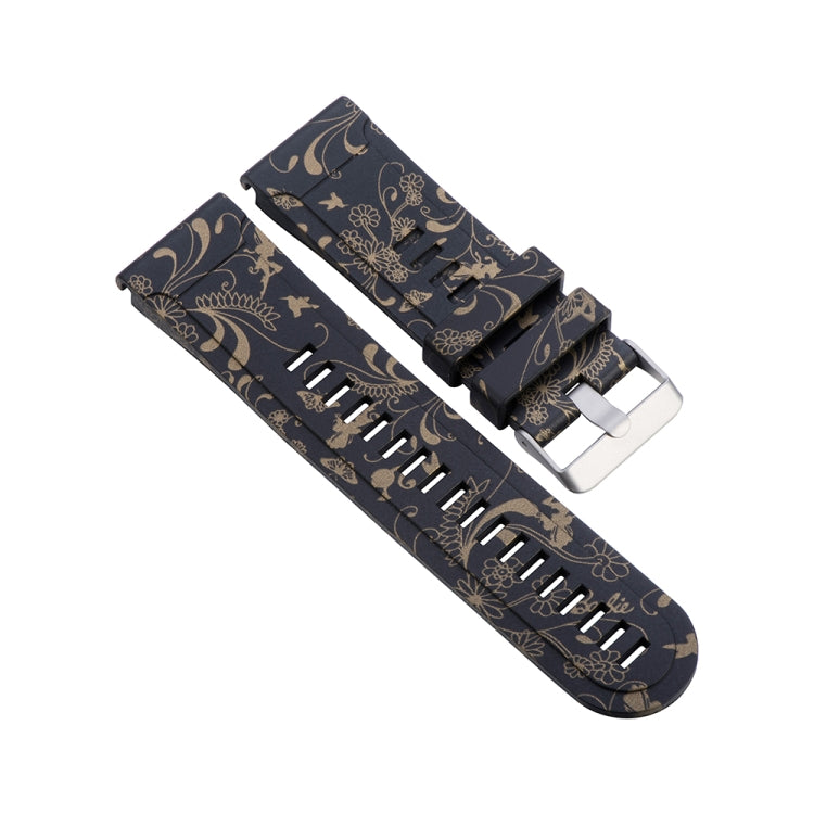 For Garmin Fenix 5X (26mm) / Fenix3 / Fenix3 HR Silicone Replacement Wrist Strap Watchband, Colorful Flowers, Black White Flowers, Black Red Flowers, Black Gold Flowers, Black Ginkgo, Facebook, Owls, Colorful