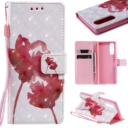 3D painting horizontal flip leather case Sony XZ5 with card slot holder lanyard