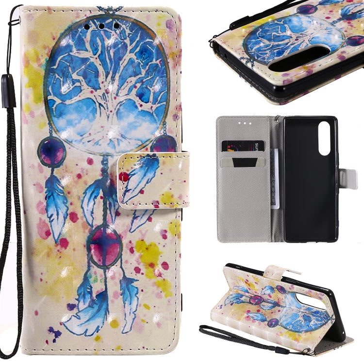 3D Painting Horizontal Flip Leather Case with Holder & Card Slot & Lanyard, For Sony XZ5