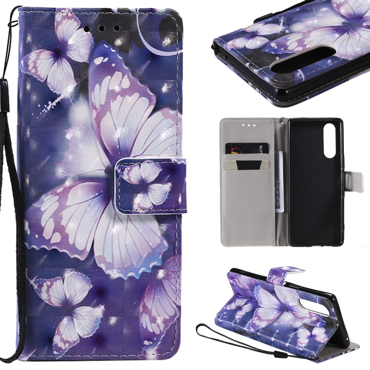 3D Painting Horizontal Flip Leather Case with Holder & Card Slot & Lanyard, For Sony XZ5