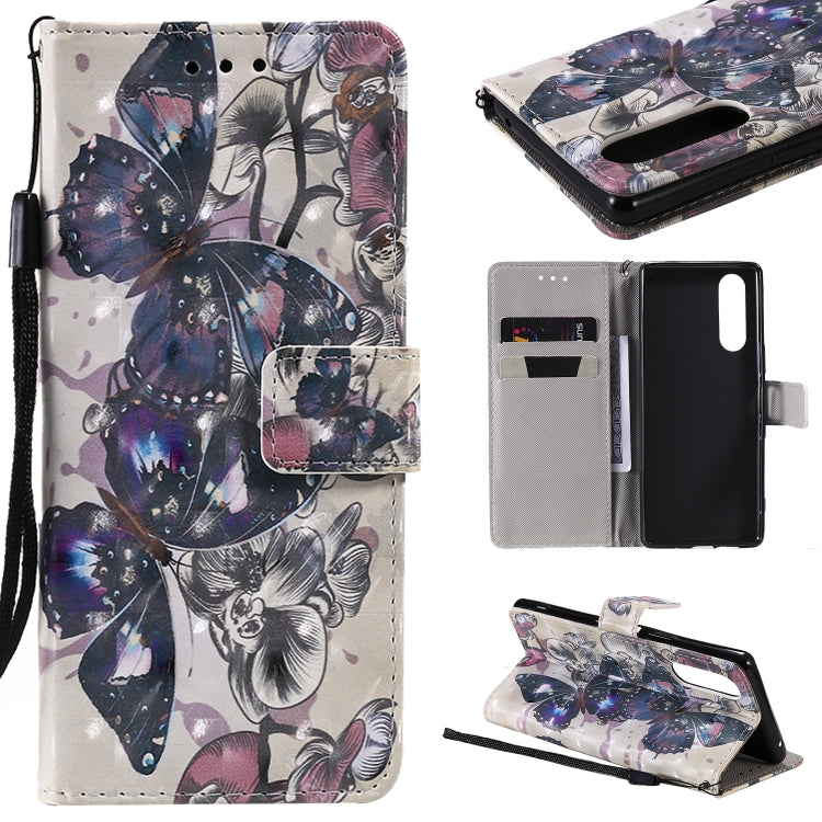 3D Painting Horizontal Flip Leather Case with Holder & Card Slot & Lanyard, For Sony XZ5