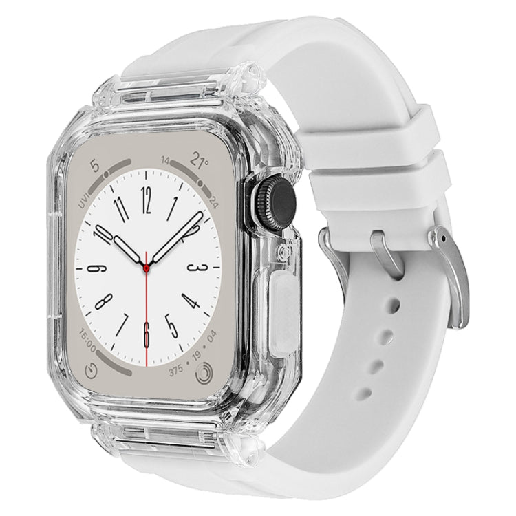 Crystal Clear Polycarbonate Case Silicone Watch Band, For Apple Watch Series 8&7 41mm, For Apple Watch Series 8&7 45mm