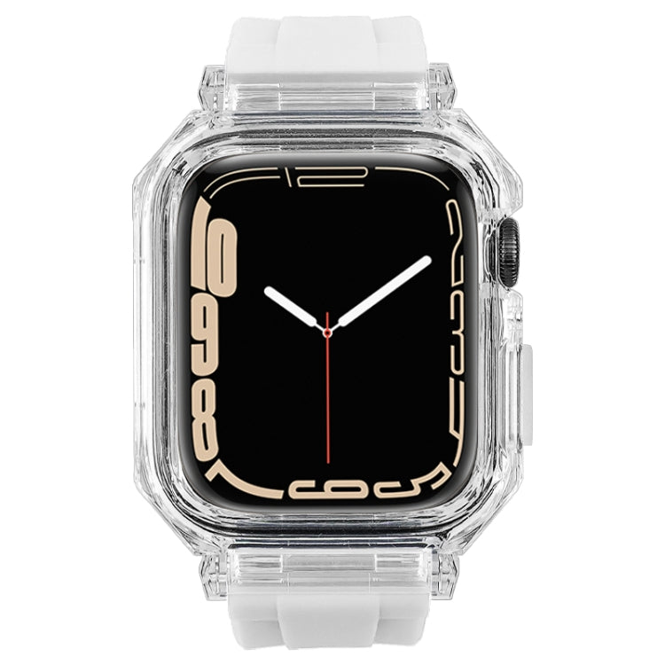 Crystal Clear Polycarbonate Case Silicone Watch Band, For Apple Watch Series 8&7 41mm, For Apple Watch Series 8&7 45mm