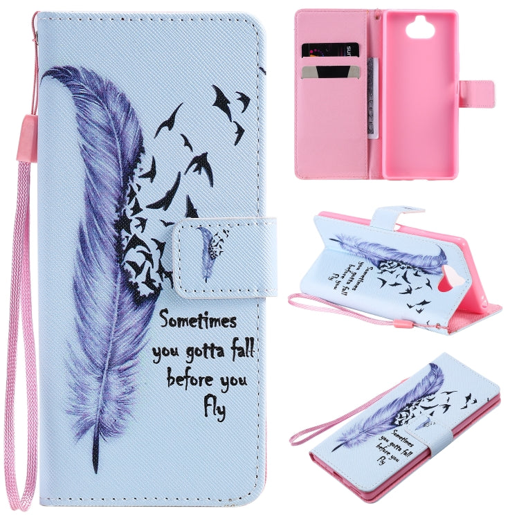 Painting Horizontal Flip Leather Case with Holder & Card Slot & Lanyard, For Sony Xperia 20