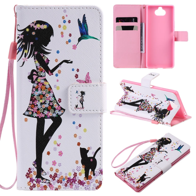 Painting Horizontal Flip Leather Case with Holder & Card Slot & Lanyard, For Sony Xperia 20