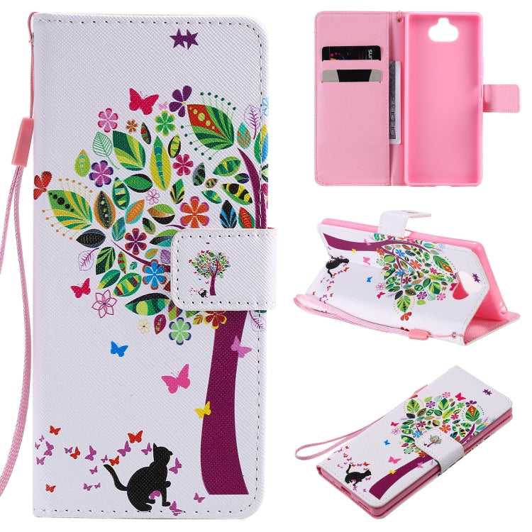 Painting Horizontal Flip Leather Case with Holder & Card Slot & Lanyard, For Sony Xperia 20