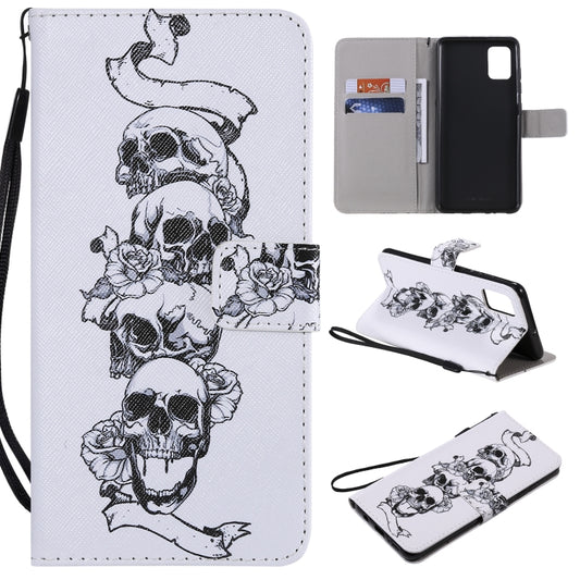 Painting horizontal flip leather case for Galaxy A51 A71 with card slot holder