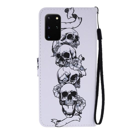 Front view of Samsung Galaxy S20+ leather wallet case with horizontal flip and card storage
