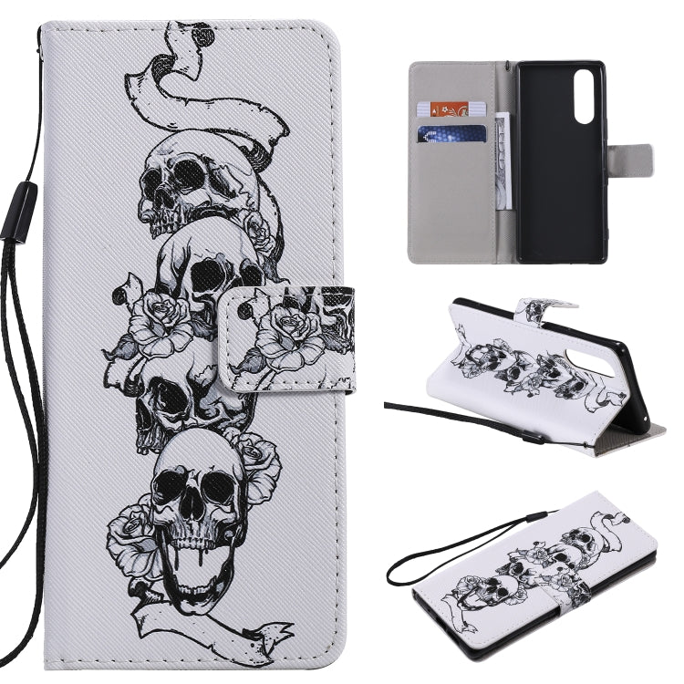Painting Horizontal Flip Leather Case with Holder & Card Slot & Lanyard, For Sony XZ5