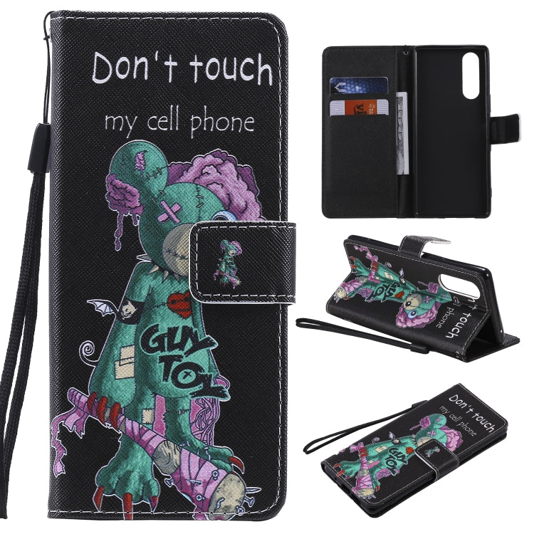 Painting Horizontal Flip Leather Case with Holder & Card Slot & Lanyard, For Sony XZ5