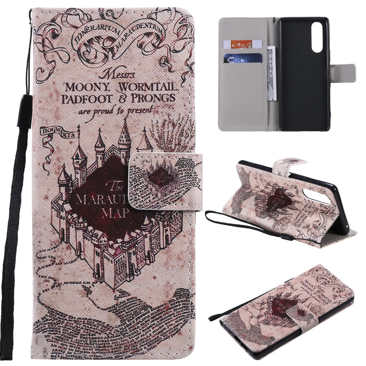 Painting Horizontal Flip Leather Case with Holder & Card Slot & Lanyard, For Sony XZ5