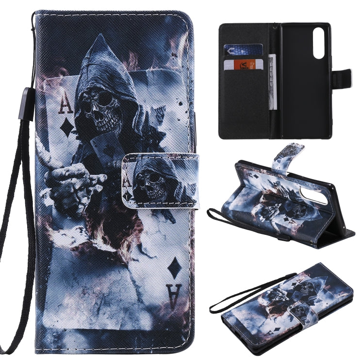 Painting Horizontal Flip Leather Case with Holder & Card Slot & Lanyard, For Sony XZ5