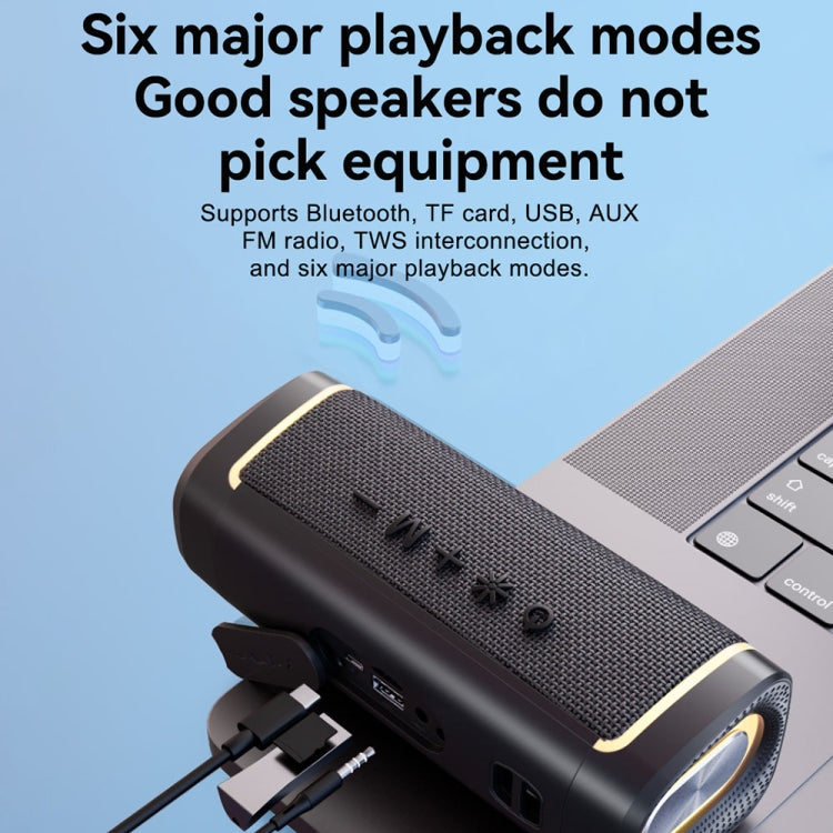 T&amp;G TG375 Enceinte Bluetooth sans fil portable d'extérieur avec éclairage LED RGB et caisson de basses, TG375