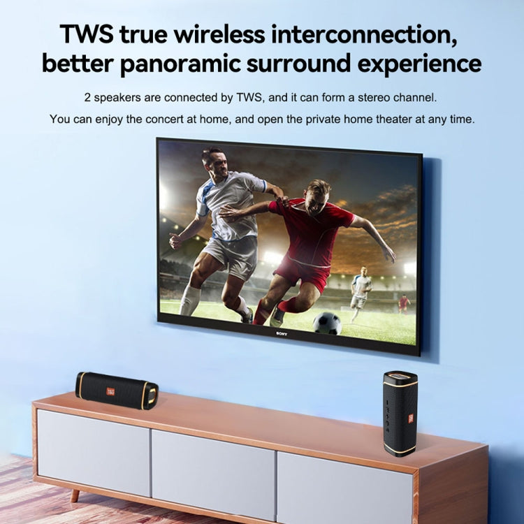 T&amp;G TG375 Enceinte Bluetooth sans fil portable d'extérieur avec éclairage LED RGB et caisson de basses, TG375
