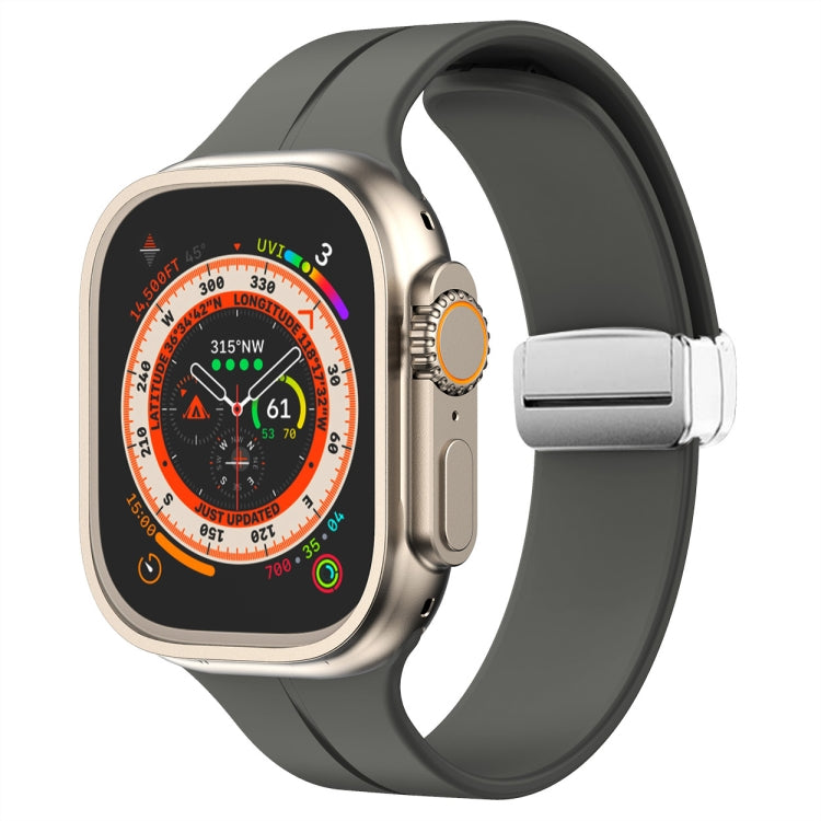 Magnetic Fold Clasp Silicone Watch Band, For Apple Watch Series 8&7 45mm