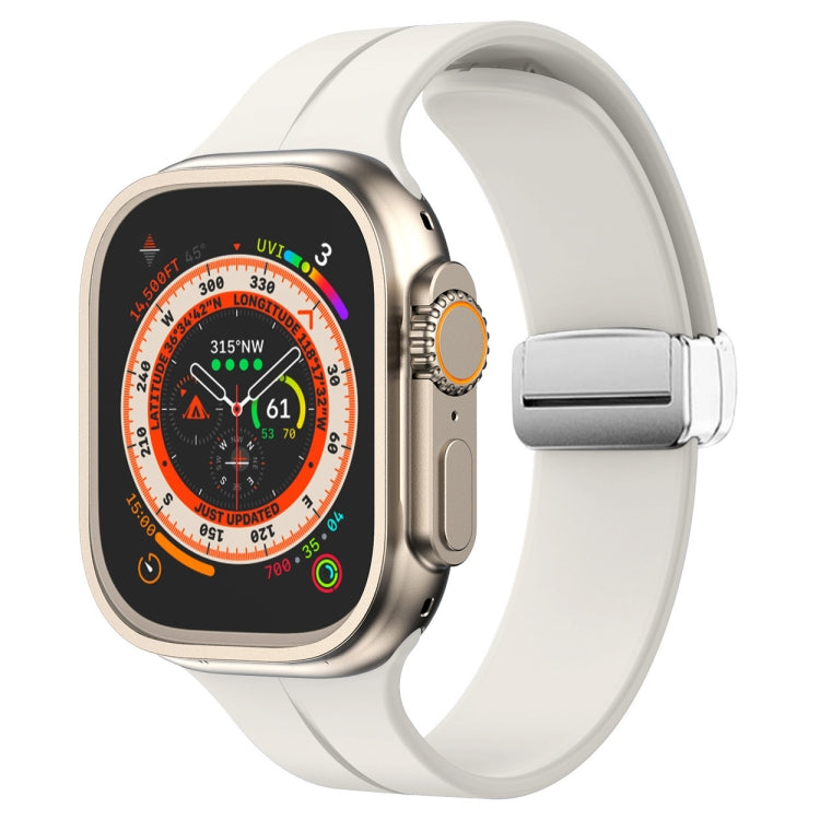 Magnetic Fold Clasp Silicone Watch Band, For Apple Watch Series 8&7 45mm