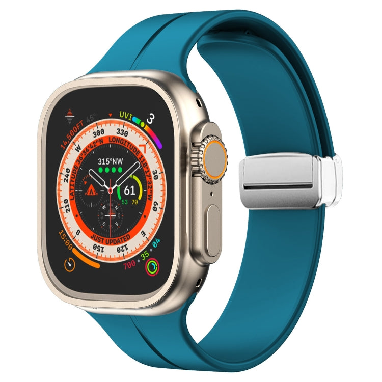 Magnetic Fold Clasp Silicone Watch Band, For Apple Watch Series 8&7 45mm