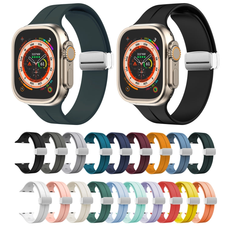 Magnetic Fold Clasp Silicone Watch Band, For Apple Watch Series 8&7 45mm