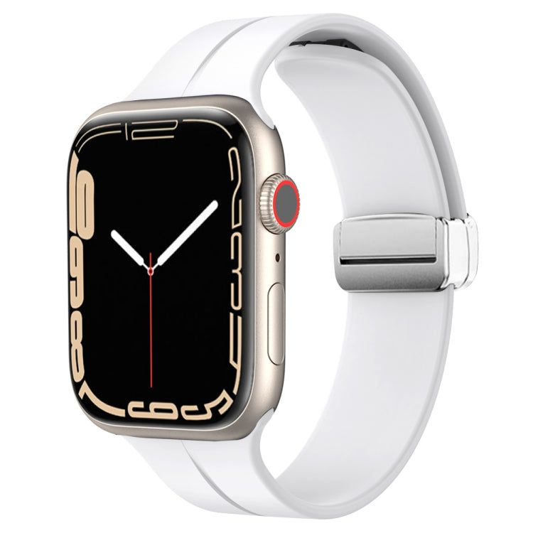 Magnetic Fold Clasp Silicone Watch Band, For Apple Watch Series 8&7 41mm