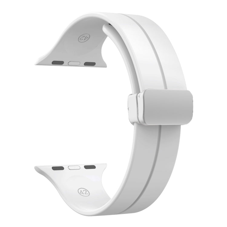 Magnetic Fold Clasp Silicone Watch Band, For Apple Watch Series 8&7 41mm