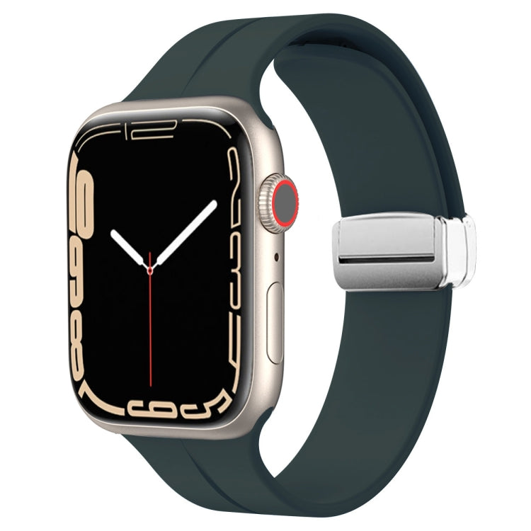 Magnetic Fold Clasp Silicone Watch Band, For Apple Watch Series 8&7 41mm