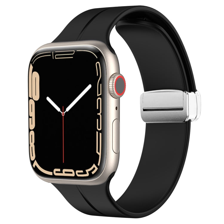 Magnetic Fold Clasp Silicone Watch Band, For Apple Watch Series 8&7 41mm