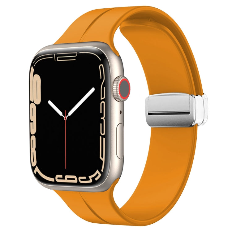 Magnetic Fold Clasp Silicone Watch Band, For Apple Watch Series 8&7 41mm