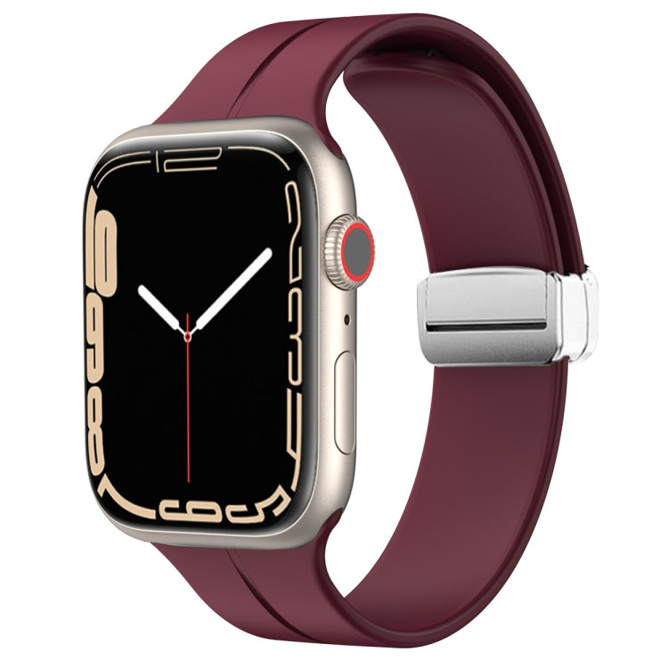 Magnetic Fold Clasp Silicone Watch Band, For Apple Watch Series 8&7 41mm