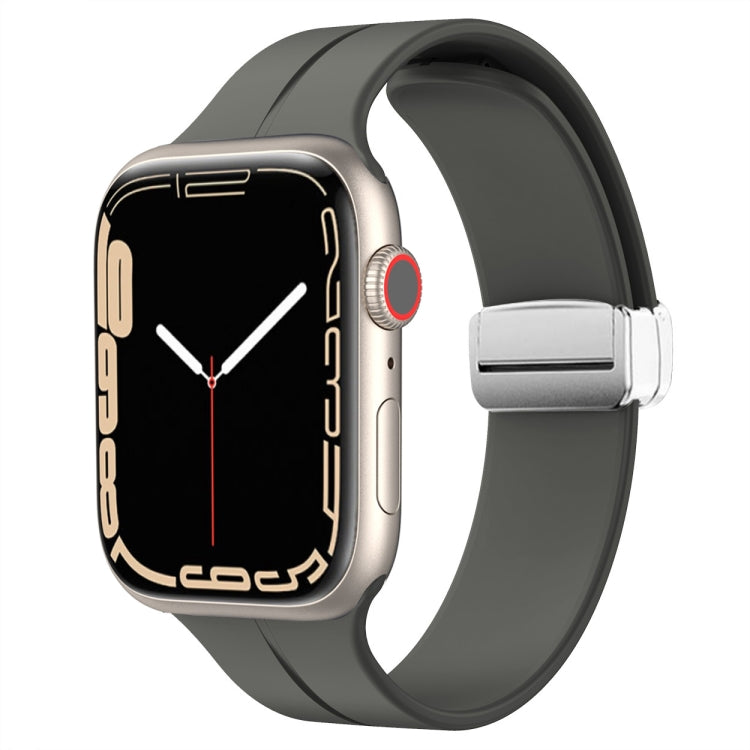 Magnetic Fold Clasp Silicone Watch Band, For Apple Watch Series 8&7 41mm