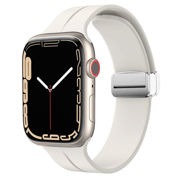 Magnetic Fold Clasp Silicone Watch Band, For Apple Watch Series 8&7 41mm