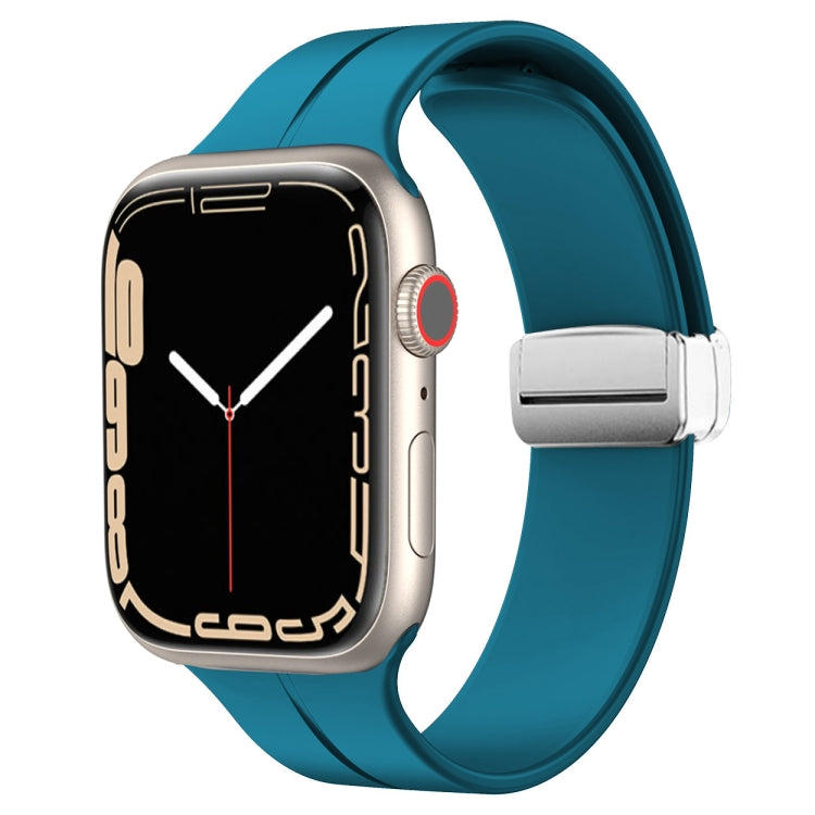 Magnetic Fold Clasp Silicone Watch Band, For Apple Watch Series 8&7 41mm