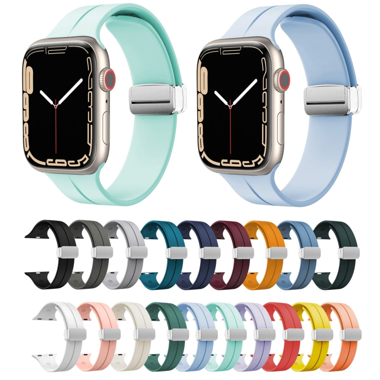 Magnetic Fold Clasp Silicone Watch Band, For Apple Watch Series 8&7 41mm