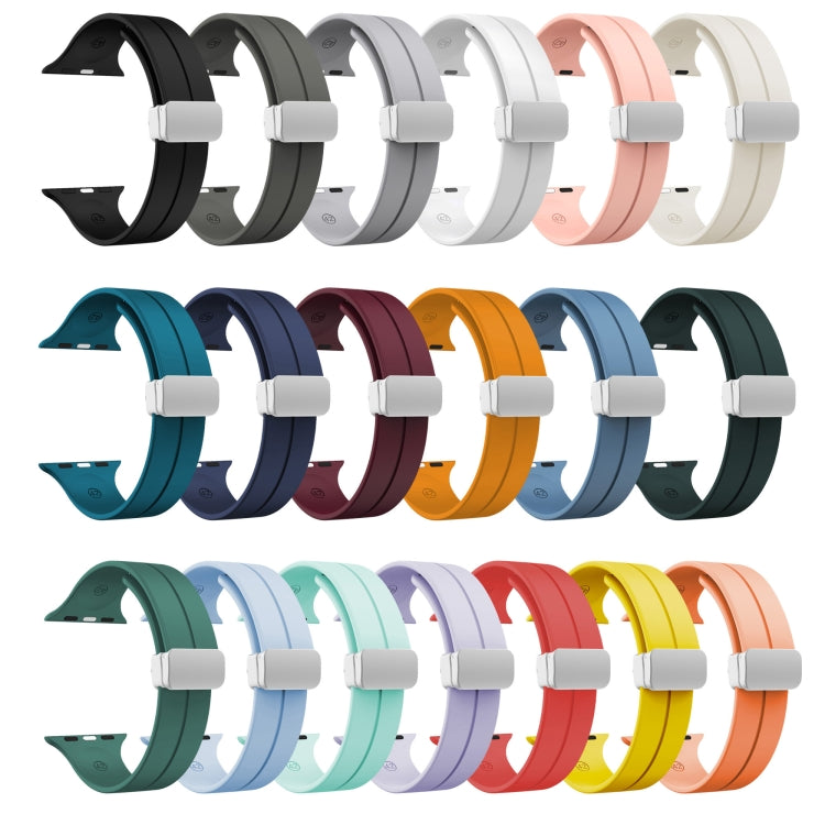 Magnetic Fold Clasp Silicone Watch Band, For Apple Watch Series 8&7 41mm