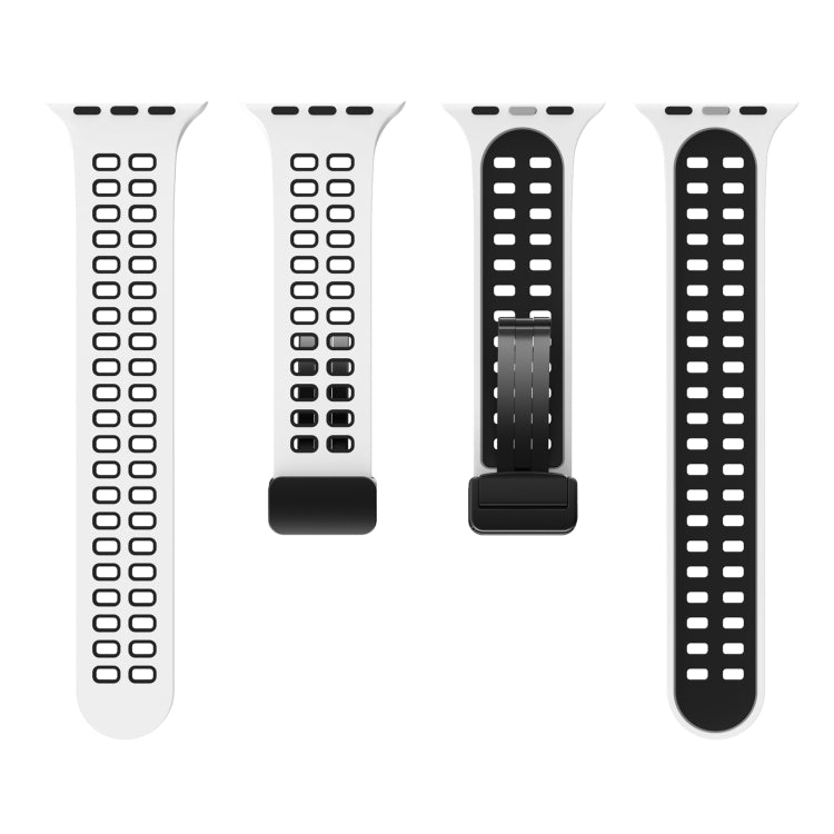 Magnetic Fold Clasp Square Holes Silicone Watch Band, For Apple Watch Series 8&7 45mm