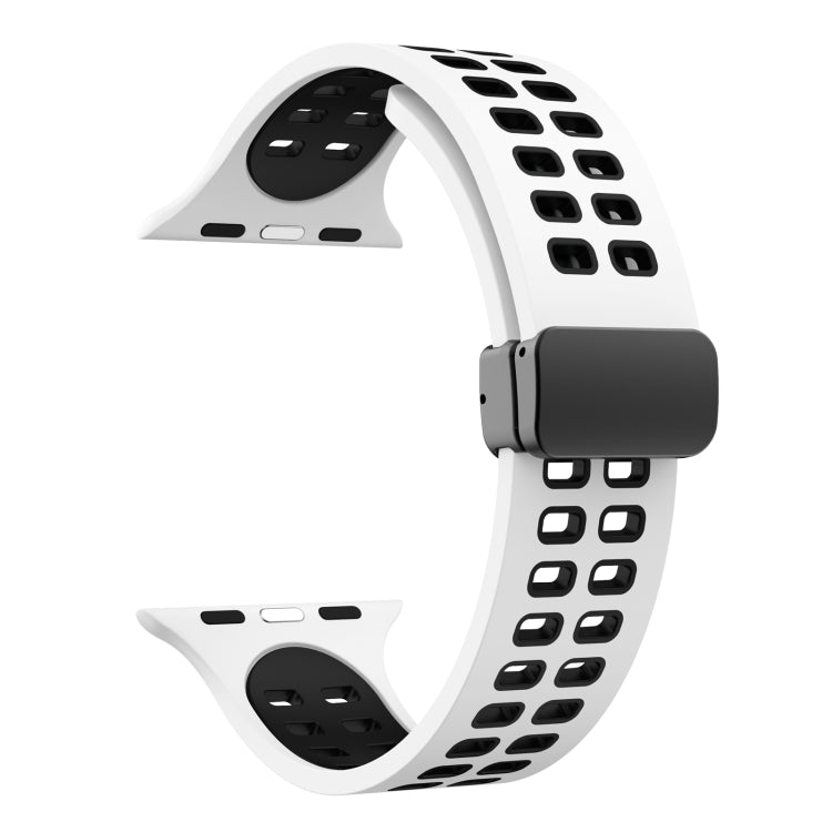 Magnetic Fold Clasp Square Holes Silicone Watch Band, For Apple Watch Series 8&7 41mm