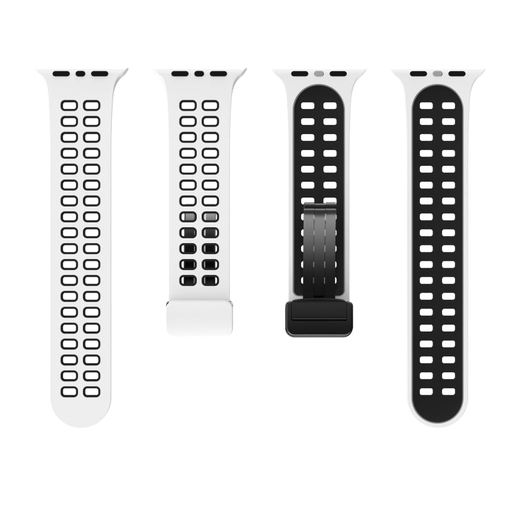Magnetic Fold Clasp Square Holes Silicone Watch Band, For Apple Watch Series 8&7 41mm