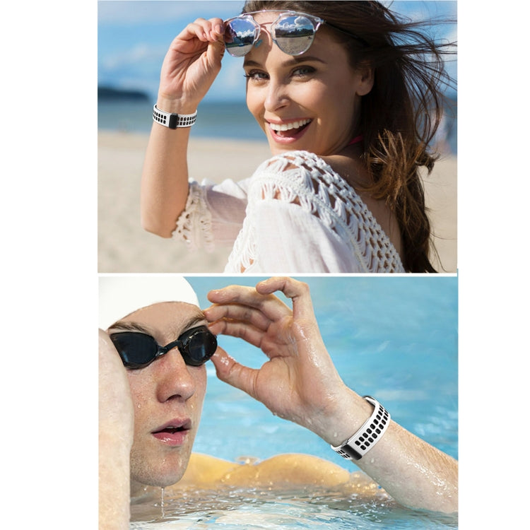 Magnetic Fold Clasp Square Holes Silicone Watch Band, For Apple Watch Series 8&7 41mm